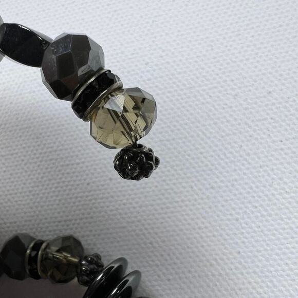 Handmade Beaded Coil Bracelet Mixed Metals and Glass Black Hematite Style - Picture 7 of 8